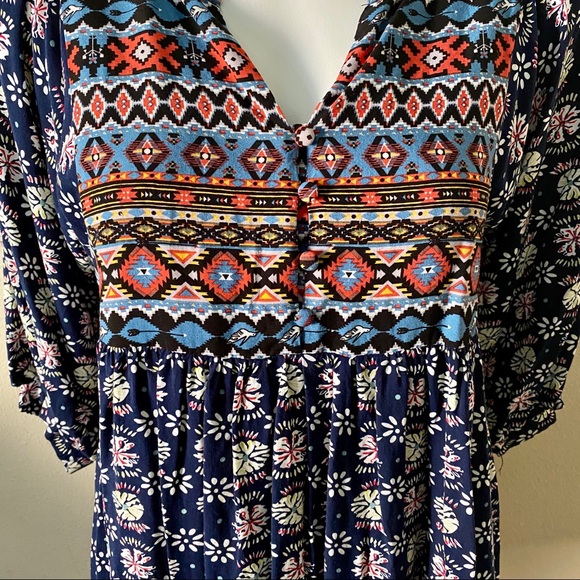 Umgee mixed print Aztec and floral dress - Picture 2 of 5